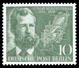 10 Pf Briefmarke: 100. Geburtstag von Ottmar Mergenthaler