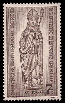 7 + 3 Pf Briefmarke: 25 Jahre Bistum Berlin