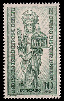 10 + 5 Pf Briefmarke: 25 Jahre Bistum Berlin