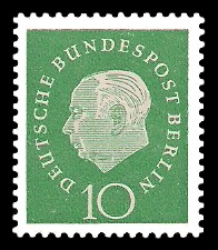 10 Pf Briefmarke: Bundespräsident Theodor Heuss