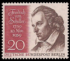 20 Pf Briefmarke: 200. Geburtstag von Friedrich Schiller 20 Pf Briefmarke: 200. Geburtstag von Friedrich Schiller