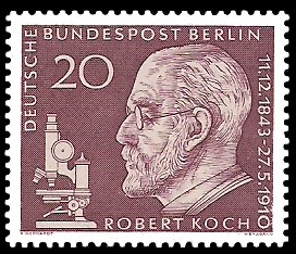 20 Pf Briefmarke: 50. Todestag von Robert Koch 20 Pf Briefmarke: 50. Todestag von Robert Koch