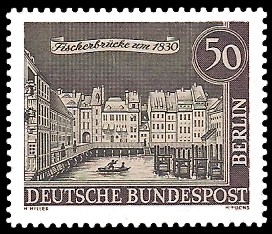 50 Pf Briefmarke: Stadtansicht Alt-Berlin