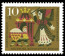 10 + 5 Pf Briefmarke: Wohlfahrtsmarke 1964 Dornröschen 10 + 5 Pf Briefmarke: Wohlfahrtsmarke 1964 Dornröschen