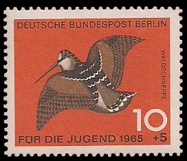 10 + 5 Pf Briefmarke: Für die Jugend 1965, Federwild