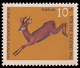 10 + 5 Pf Briefmarke: Für die Jugend 1966, Hochwild 10 + 5 Pf Briefmarke: Für die Jugend 1966, Hochwild