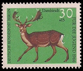 30 + 15 Pf Briefmarke: Für die Jugend 1966, Hochwild