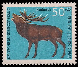 50 + 25 Pf Briefmarke: Für die Jugend 1966, Hochwild