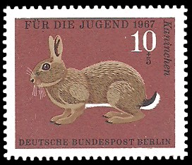 10 + 5 Pf Briefmarke: Für die Jugend 1967, Pelztiere 10 + 5 Pf Briefmarke: Für die Jugend 1967, Pelztiere