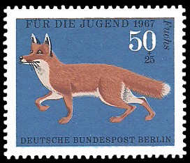 50 + 25 Pf Briefmarke: Für die Jugend 1967, Pelztiere