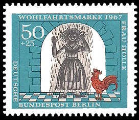 50 + 25 Pf Briefmarke: Wohlfahrtsmarke 1967, Frau Holle 50 + 25 Pf Briefmarke: Wohlfahrtsmarke 1967, Frau Holle