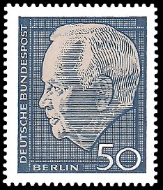 50 Pf Briefmarke: Bundespräsident Heinrich Lübke 50 Pf Briefmarke: Bundespräsident Heinrich Lübke