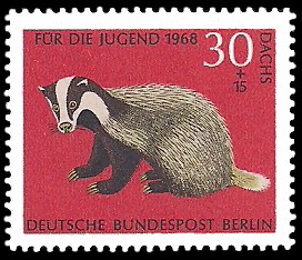 30 + 15 Pf Briefmarke: Für die Jugend 1968, bedrohte Tiere 30 + 15 Pf Briefmarke: Für die Jugend 1968, bedrohte Tiere