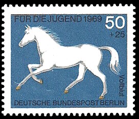 50 + 25 Pf Briefmarke: Für die Jugend 1969, Pferde 50 + 25 Pf Briefmarke: Für die Jugend 1969, Pferde