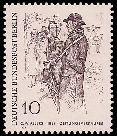 10 Pf Briefmarke: Zeichnungen: Berliner im 19. Jh.