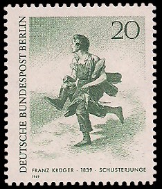 20 Pf Briefmarke: Zeichnungen: Berliner im 19. Jh. 20 Pf Briefmarke: Zeichnungen: Berliner im 19. Jh.