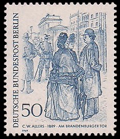 50 Pf Briefmarke: Zeichnungen: Berliner im 19. Jh.