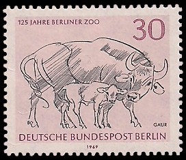 30 Pf Briefmarke: 125 Jahre Berliner Zoo 30 Pf Briefmarke: 125 Jahre Berliner Zoo