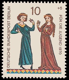 10 + 5 Pf Briefmarke: Für die Jugend 1970, Minnesänger 10 + 5 Pf Briefmarke: Für die Jugend 1970, Minnesänger