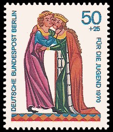 50 + 25 Pf Briefmarke: Für die Jugend 1970, Minnesänger 50 + 25 Pf Briefmarke: Für die Jugend 1970, Minnesänger