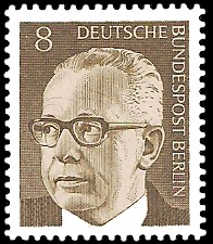 8 Pf Briefmarke: Bundespräsident Gustav Heinemann 8 Pf Briefmarke: Bundespräsident Gustav Heinemann