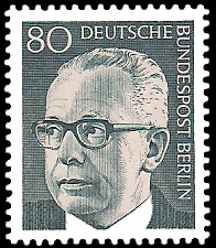 80 Pf Briefmarke: Bundespräsident Gustav Heinemann 80 Pf Briefmarke: Bundespräsident Gustav Heinemann