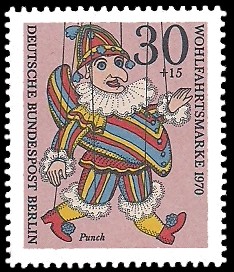 30 + 15 Pf Briefmarke: Wohlfahrtsmarken 1970, Marionetten 30 + 15 Pf Briefmarke: Wohlfahrtsmarken 1970, Marionetten