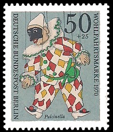50 + 25 Pf Briefmarke: Wohlfahrtsmarken 1970, Marionetten 50 + 25 Pf Briefmarke: Wohlfahrtsmarken 1970, Marionetten