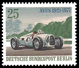 25 Pf Briefmarke: 50 Jahre AVUS 25 Pf Briefmarke: 50 Jahre AVUS