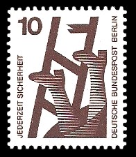 10 Pf Briefmarke: Jederzeit Sicherheit 10 Pf Briefmarke: Jederzeit Sicherheit
