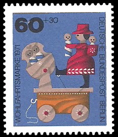 60 + 30 Pf Briefmarke: Wohlfahrtsmarken 1971, Holzspielzeug 60 + 30 Pf Briefmarke: Wohlfahrtsmarken 1971, Holzspielzeug