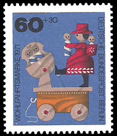 60 + 30 Pf Briefmarke: Wohlfahrtsmarken 1971, Holzspielzeug