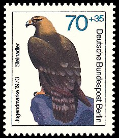 70 + 35 Pf Briefmarke: Jugendmarke 1973, Greifvögel 70 + 35 Pf Briefmarke: Jugendmarke 1973, Greifvögel