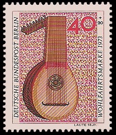 40 + 20 Pf Briefmarke: Wohlfahrtsmarke 1973, Musikinstrumente