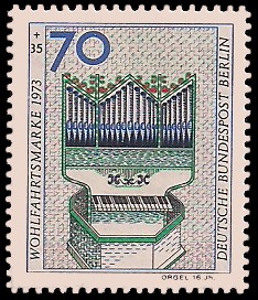70 + 35 Pf Briefmarke: Wohlfahrtsmarke 1973, Musikinstrumente 70 + 35 Pf Briefmarke: Wohlfahrtsmarke 1973, Musikinstrumente