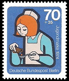 70 + 35 Pf Briefmarke: Jugendmarke 1974