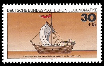 30 + 15 Pf Briefmarke: Jugendmarke 1977, Schiffe 30 + 15 Pf Briefmarke: Jugendmarke 1977, Schiffe