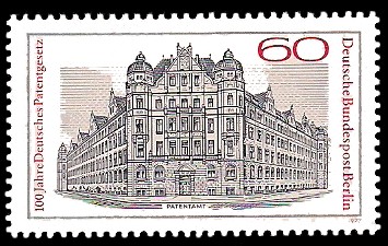 60 Pf Briefmarke: 100 Jahre Deutsches Patentgesetz 60 Pf Briefmarke: 100 Jahre Deutsches Patentgesetz