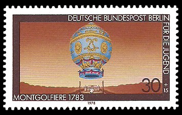30 + 15 Pf Briefmarke: Für die Jugend 1978, Luftfahrtgeschichte 30 + 15 Pf Briefmarke: Für die Jugend 1978, Luftfahrtgeschichte