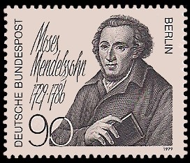 90 Pf Briefmarke: 200. Geburtstag Moses Mendelssohn 90 Pf Briefmarke: 200. Geburtstag Moses Mendelssohn