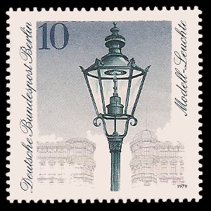 10 Pf Briefmarke: Historische Straßenlaternen Berlins