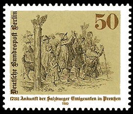 50 Pf Briefmarke: Salzburger Emigranten 50 Pf Briefmarke: Salzburger Emigranten