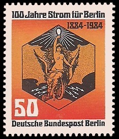 50 Pf Briefmarke: 100 Jahre Strom für Berlin