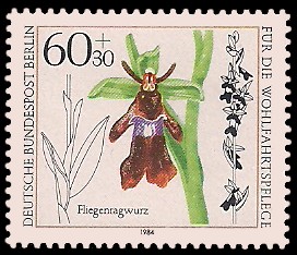 60 + 30 Pf Briefmarke: Wohlfahrtsmarke 1984, Orchideen 60 + 30 Pf Briefmarke: Wohlfahrtsmarke 1984, Orchideen