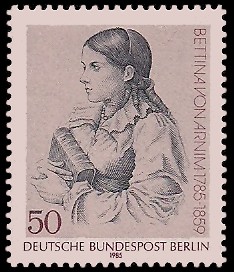50 Pf Briefmarke: 200. Geburtstag Bettina von Arnim 50 Pf Briefmarke: 200. Geburtstag Bettina von Arnim