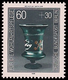 60 + 30 Pf Briefmarke: Wohlfahrtsmarke 1986, antike Gläser