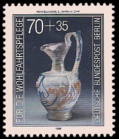 70 + 35 Pf Briefmarke: Wohlfahrtsmarke 1986, antike Gläser