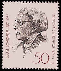 50 Pf Briefmarke: 100. Geburtstag Louise Schroeder 50 Pf Briefmarke: 100. Geburtstag Louise Schroeder