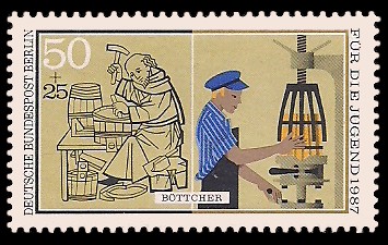 50 + 25 Pf Briefmarke: Für die Jugend 1987, Handwerker