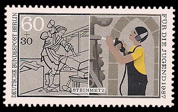 60 + 30 Pf Briefmarke: Für die Jugend 1987, Handwerker